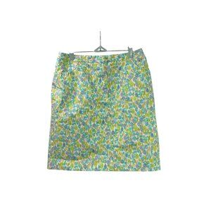 Liz Claiborne Floral Print Cotton Straight Skirt Womens 12 Knee Length Spring
